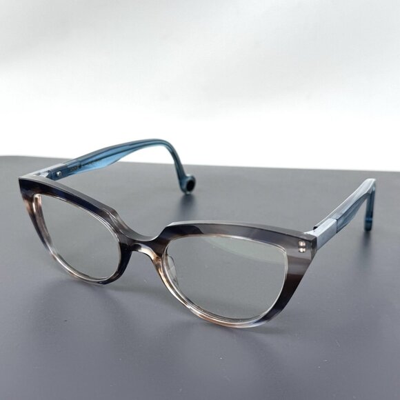 Authentic Anne et Valentin FACTORY 16 1308 Brown Marble Teal Glasses France - Picture 1 of 12